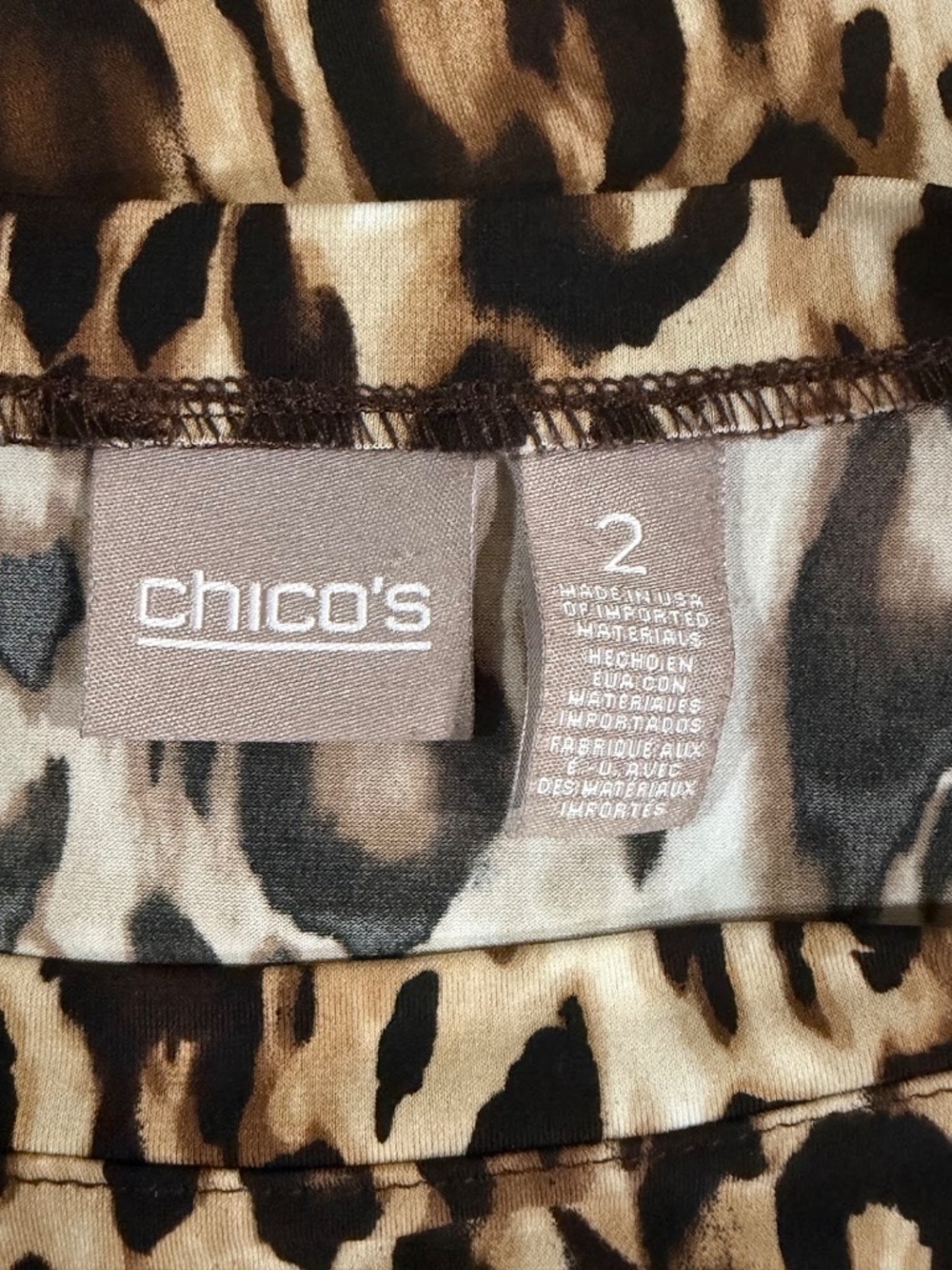 Chico's Women's Long-sleeve Leopard Print Blouse Size 2 - Large - Picture 4 of 4